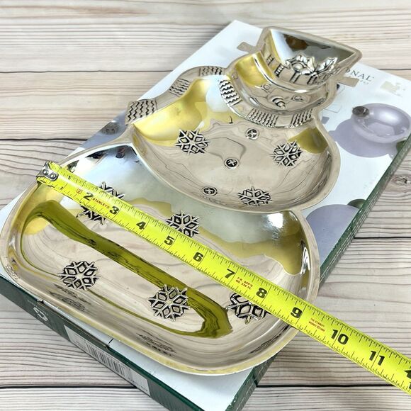 VTG International Silver Divided Snowman Server 15” Silverplate Christmas Tray - Picture 7 of 13